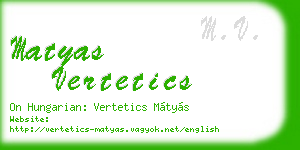 matyas vertetics business card